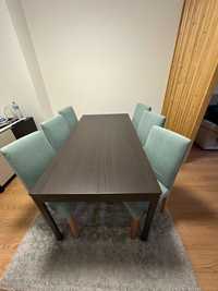 Mesa de jantar extensível + 6 cadeiras