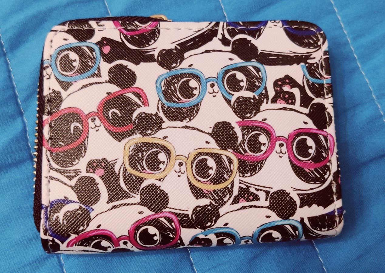 Portfel portmonetka dla dzieci pandy nowy mały okulary tanio