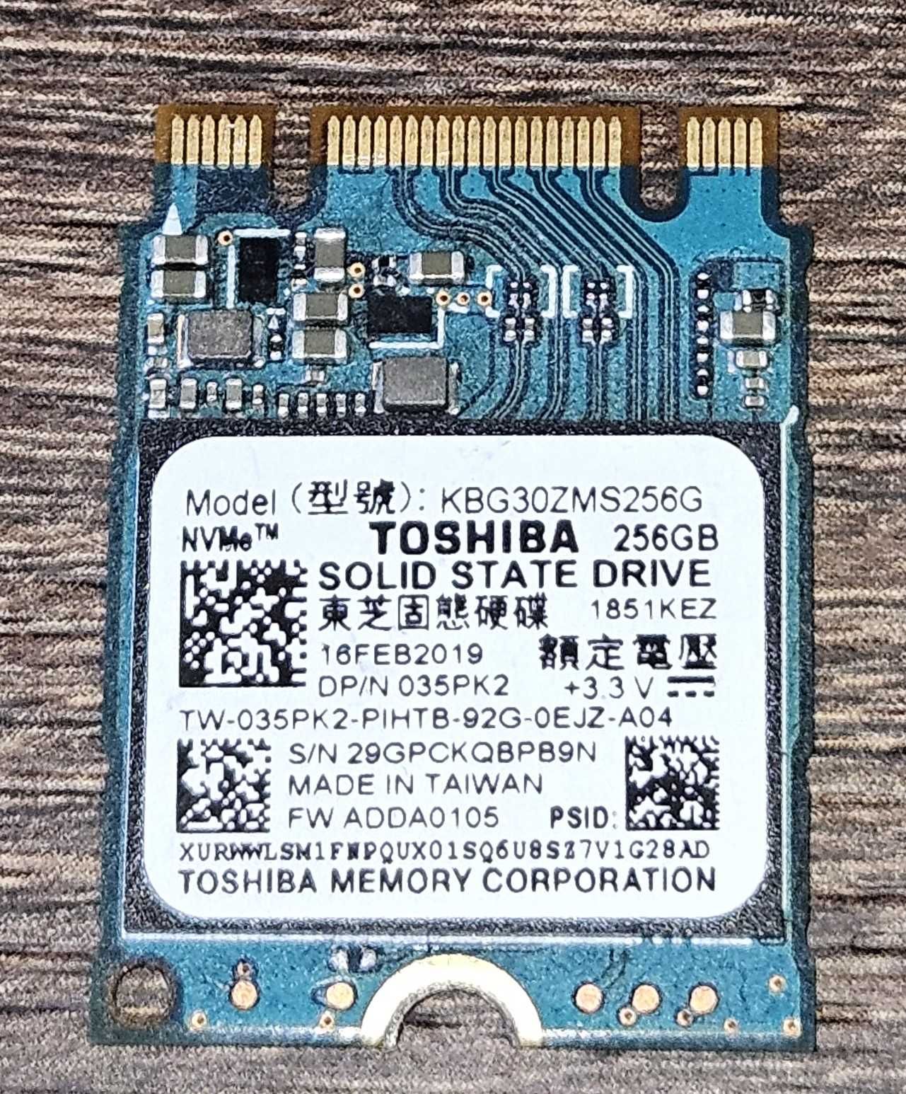 dysk SSD Toshiba 256GB | M.2 2230 PCIe NVMe  | NOWY