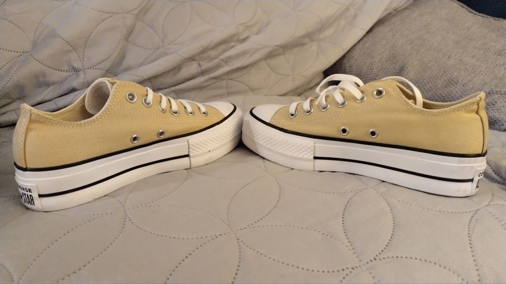 tenis com plataforma converse all star bege
