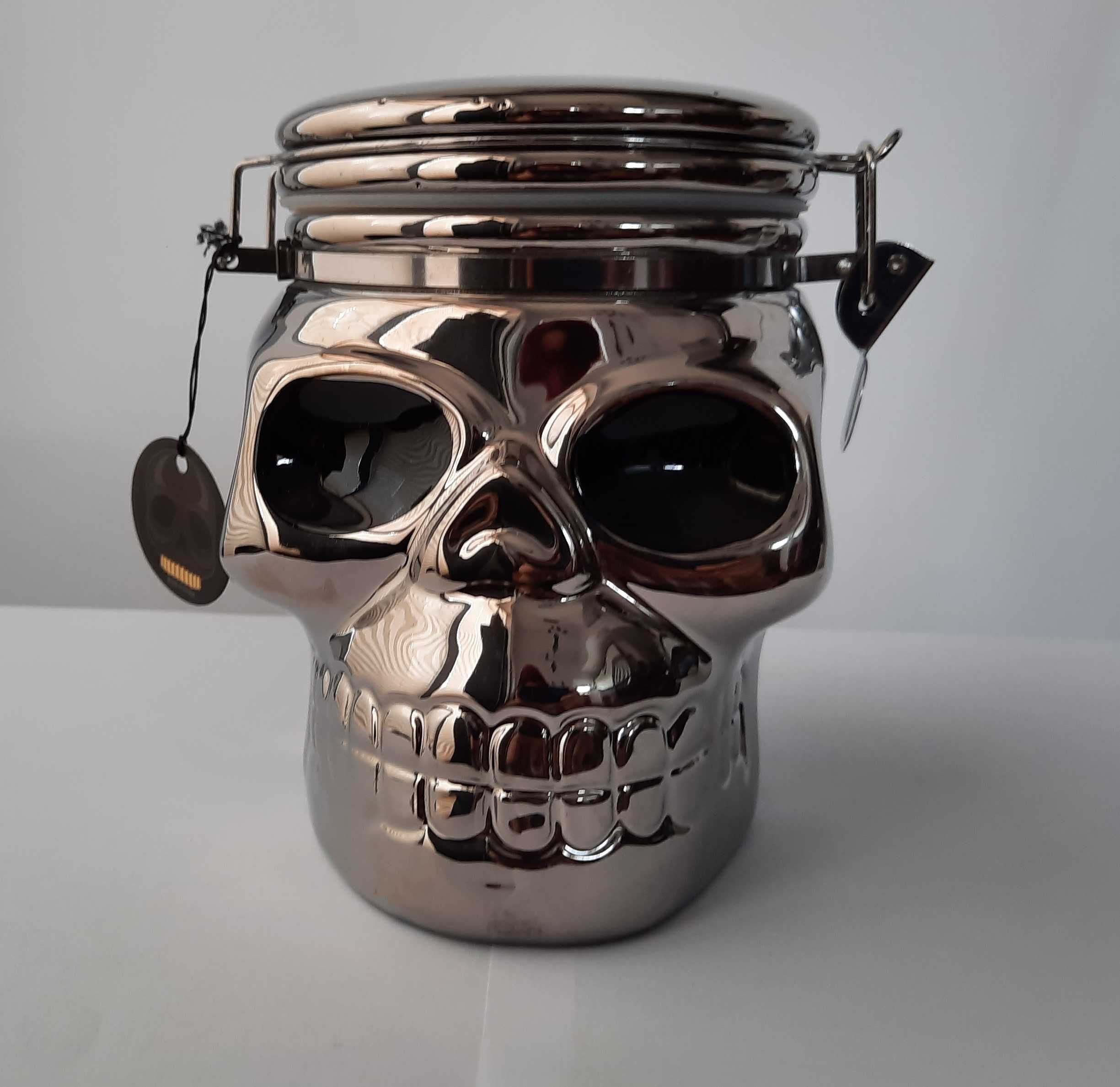 Cookie jar silver skull pojemnik na ciasteczka słoik srebrna czaszka