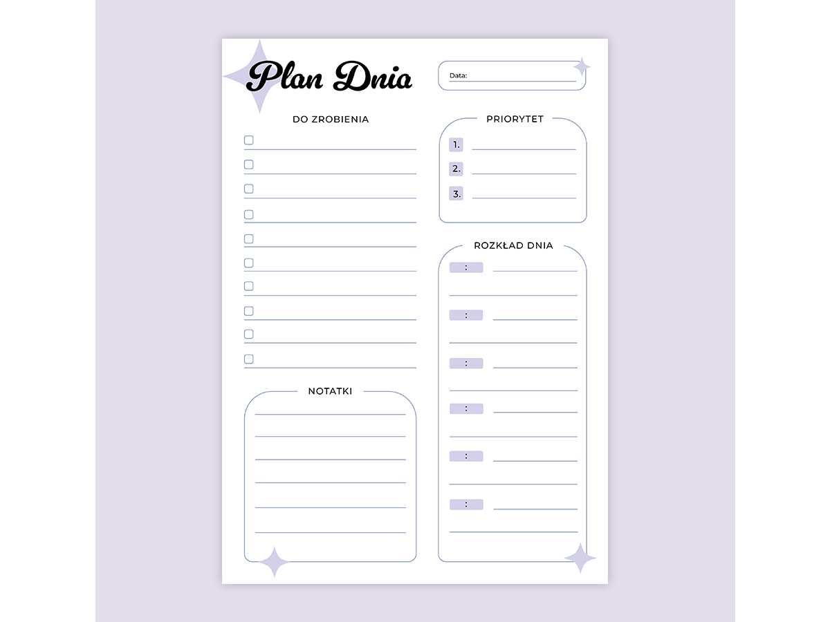 Planner na codzień, zarządzanie dniem, notes, lista do zrobienia - pdf