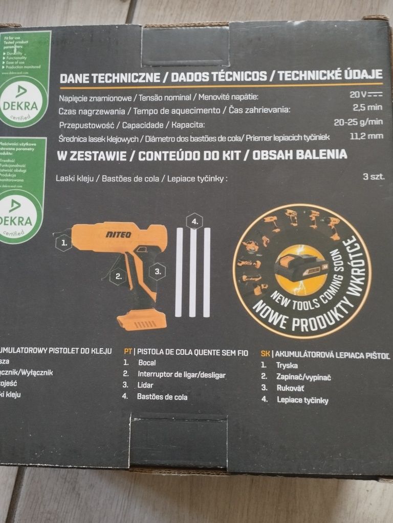 Akumulatorowy pistolet do kleju na gorąco