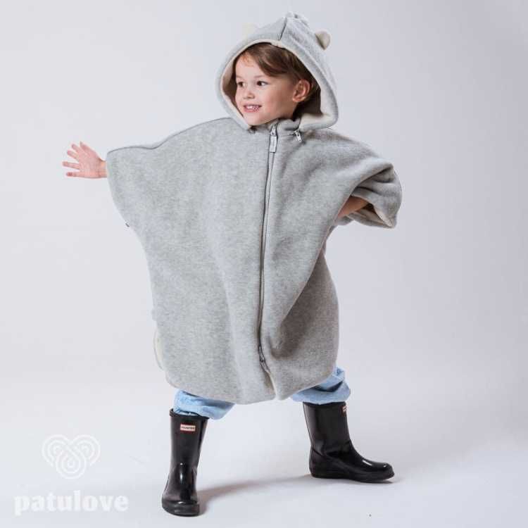 Nowe ponczo PATULOVE Bear Grey New 2024/2025 +MITENKI r.M 2-6lat