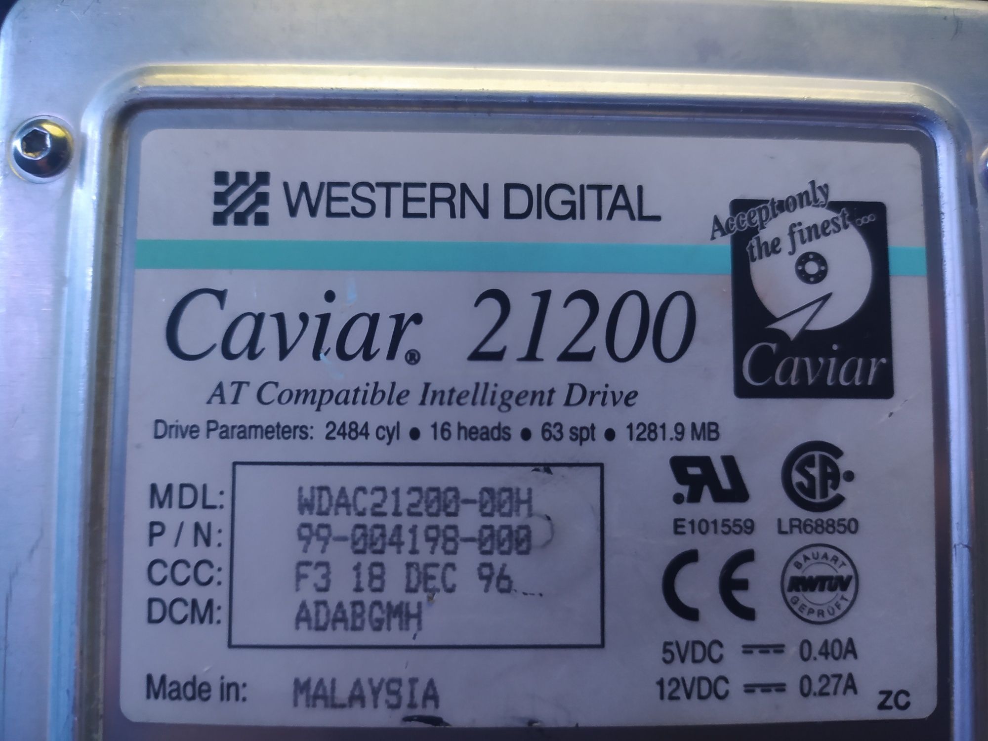 Dysk twardy Western Digital Caviar 21200 (DLA KOLEKCJONERA!!)