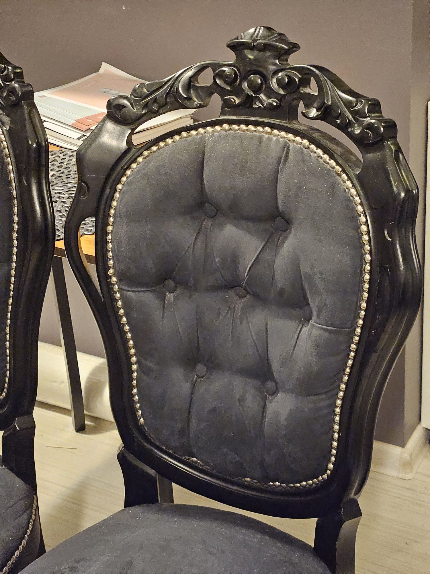 Krzesła antyczne Ludwig Rokoko Barok 3 sztuki