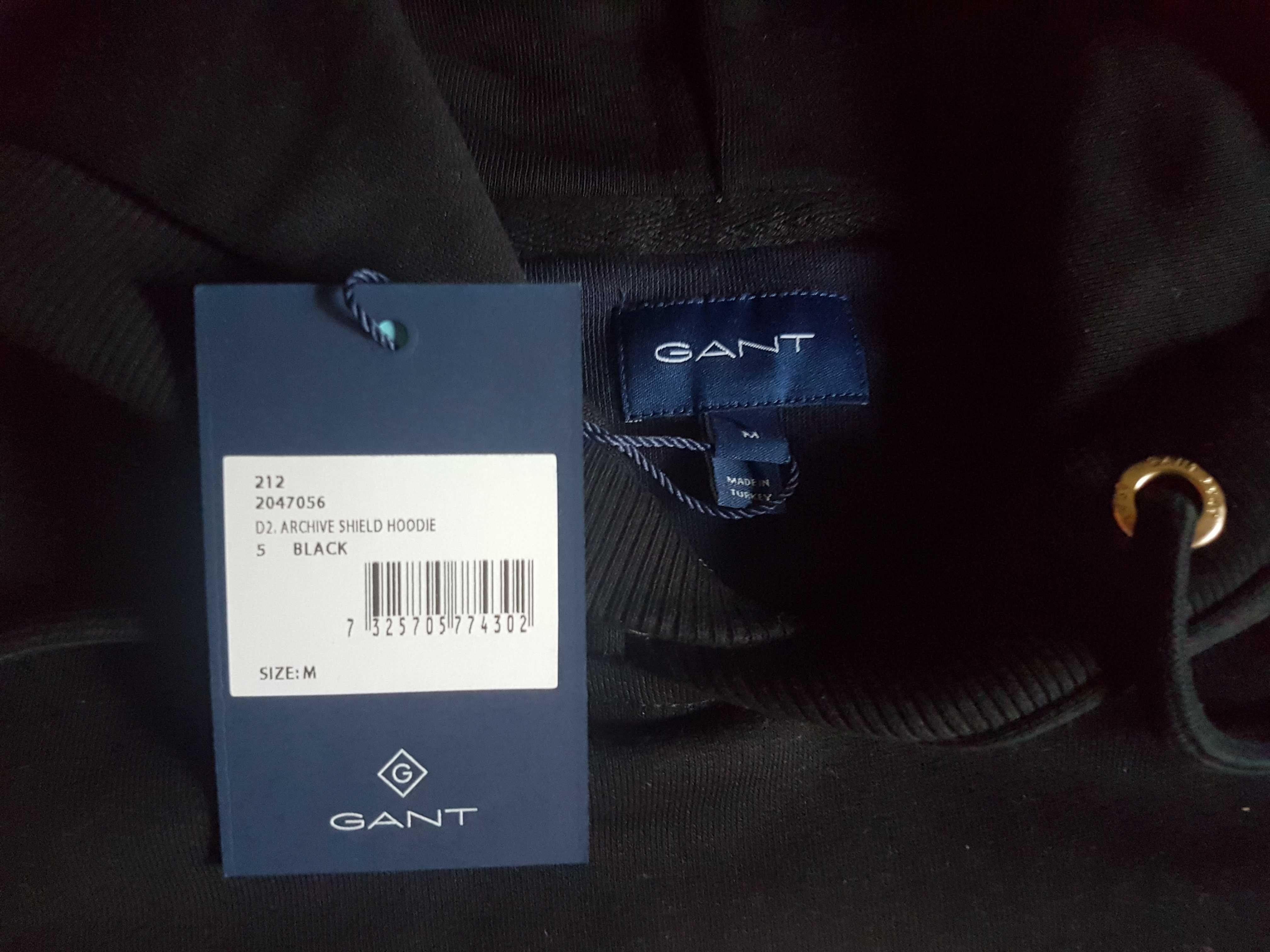 GANT ARCHIVE SHIELD Bluza z Kapturem Męska Czarna/złota M Oryginalna