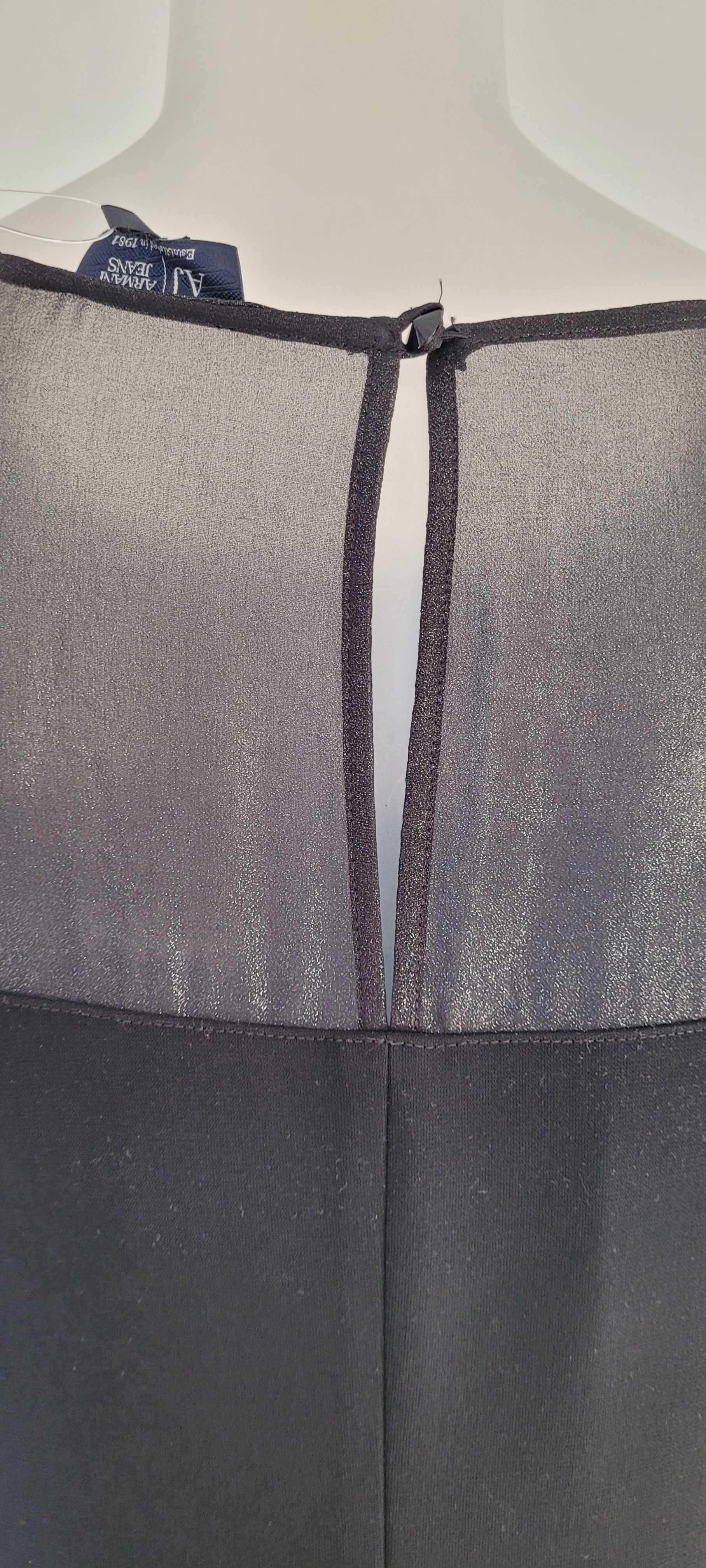 Czarna sukienka wizytowa poszewka szyfon Armani Jeans, roz 36