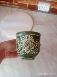 Чашка глиняна з ручним розписом
