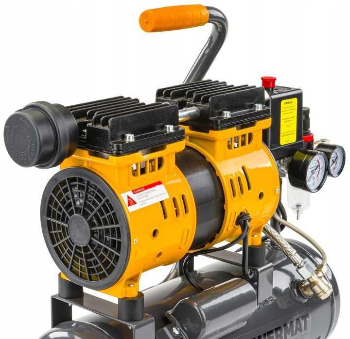 Kompresor bezolejowy 6l sprężarka 8 bar 150l/min 230v cichy 59db