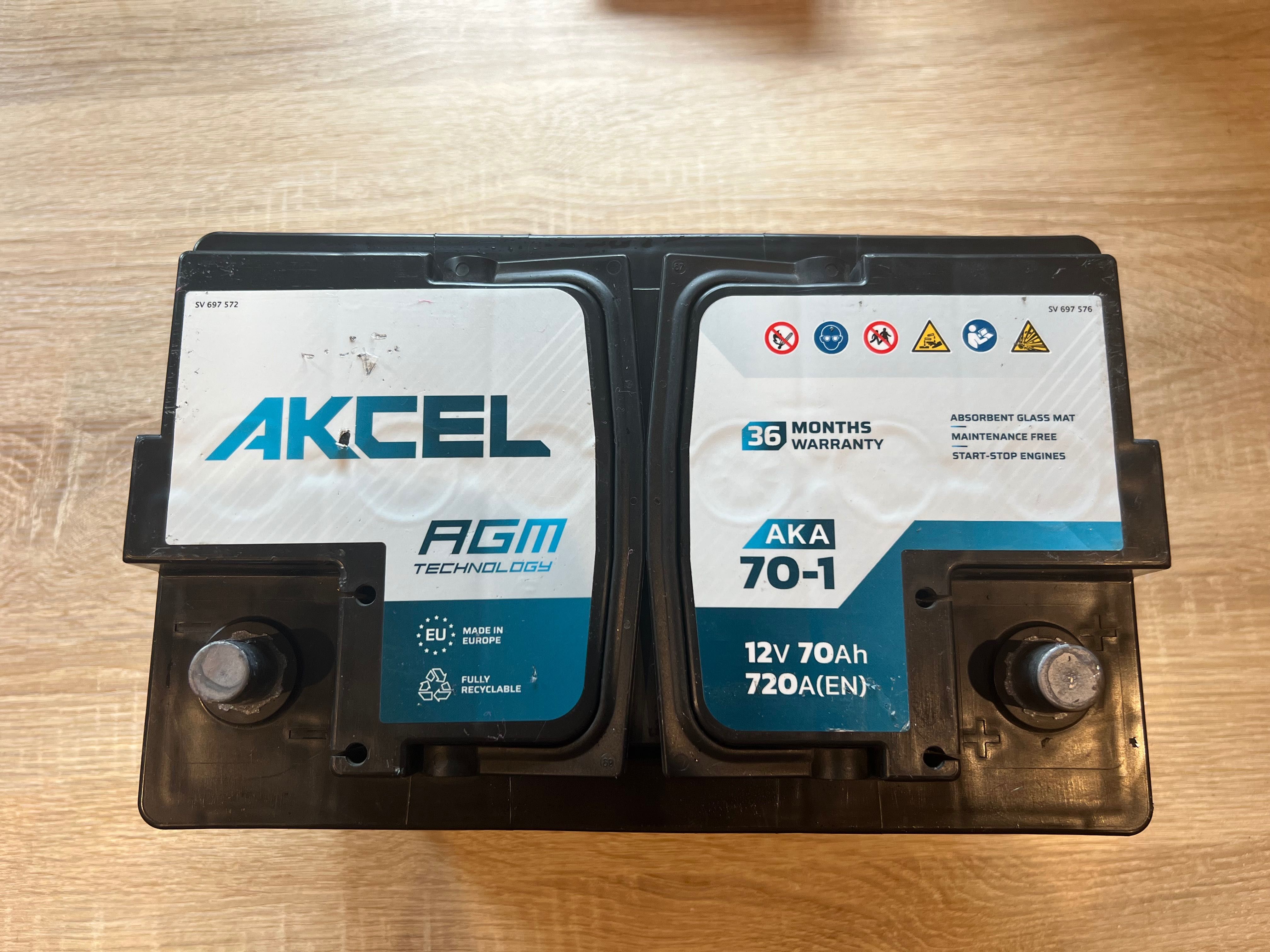 Akumulator AGM start-stop Akcel 70Ah/720A