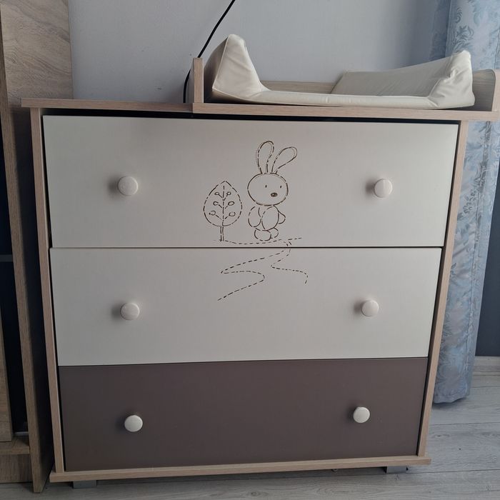 Zestaw łóżeczko z szuflada +komoda z przewijakiem Klupś