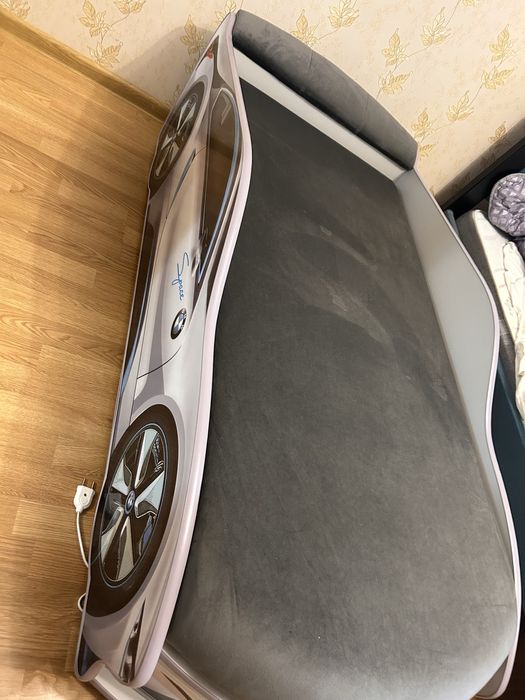 Дитяче ліжко машина БМВ Білий з матрацом