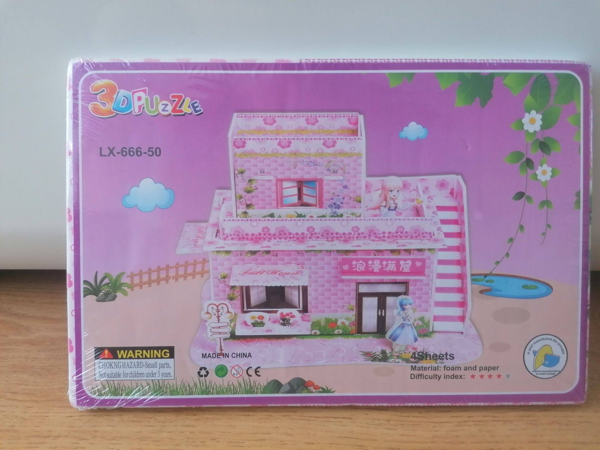 Puzzle 3d różowy dom anime manga
