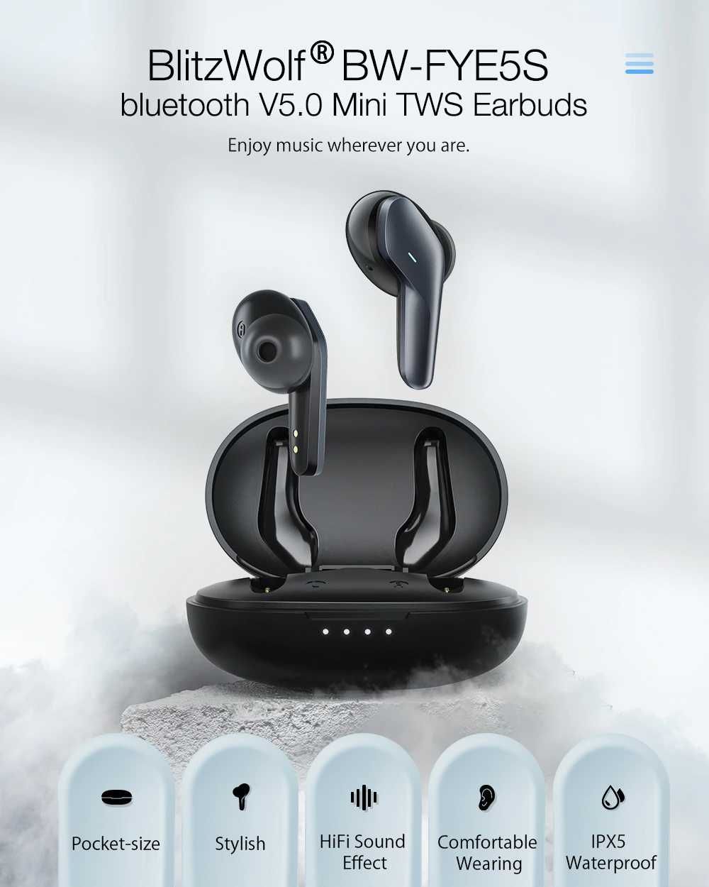 BlitzWolf® BW-FYE5S TWS bluetooth 5.0 Fones de ouvido sem fio