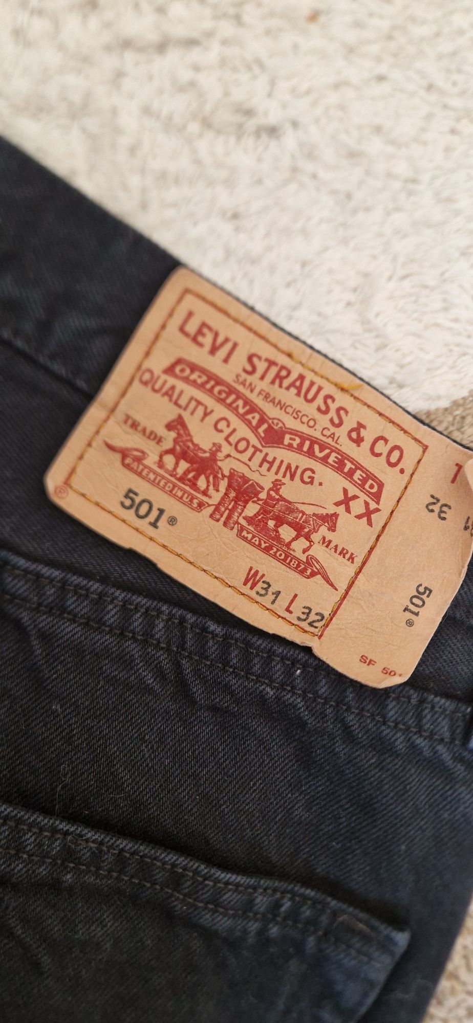 Levi's 501® | Spodenki Jeansowe | W31 L32 | Czarne | 100% Bawełna