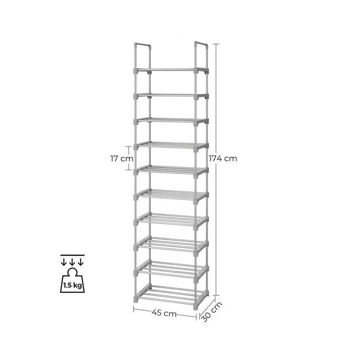 Duży stojak na buty z 10 poziomami