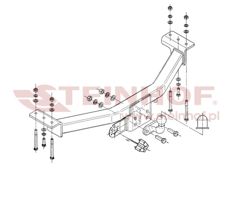 HAK HOLOWNICZY + Wiązka 7 Pin Mitsubishi Pajero Sport I od 1999 - 2008