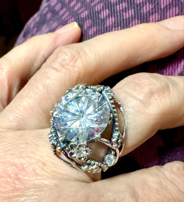 Stare srebro PRL stary srebrny pierścionek Warmet ? kopułka  vintage