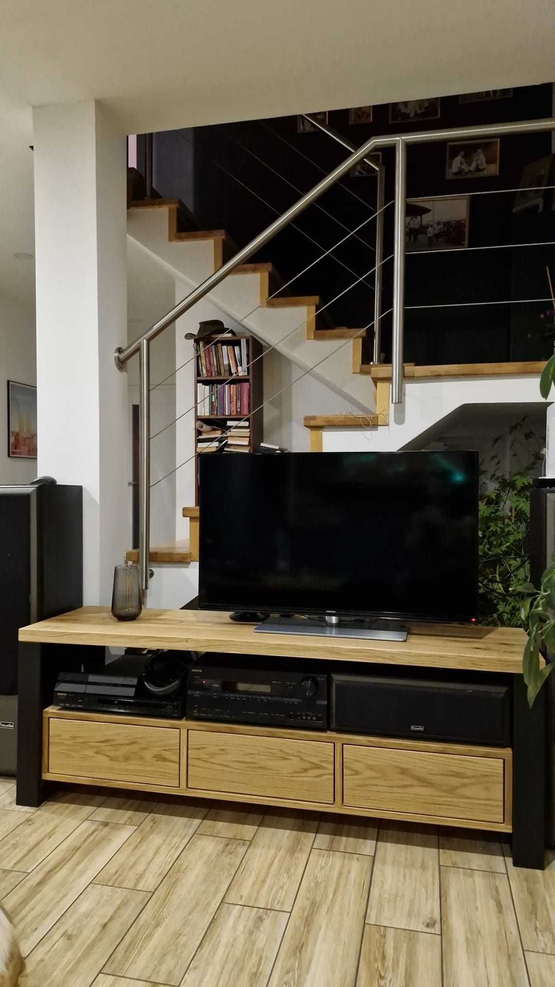 Szafka rtv pod telewizor loft z drewna dębowa