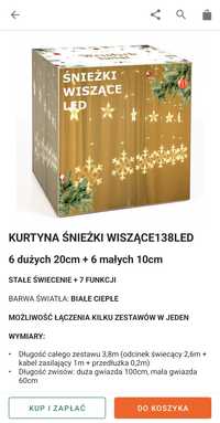 Kurtyna led gwiazdy święta 2 szt