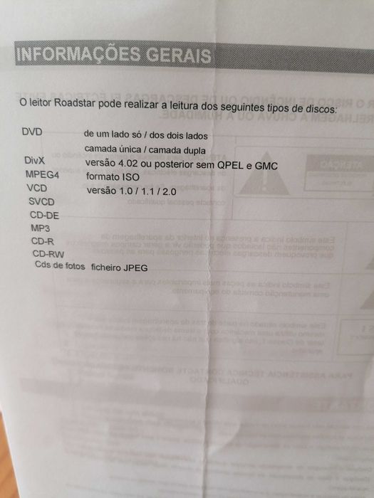 Leitor DVD Roadstar