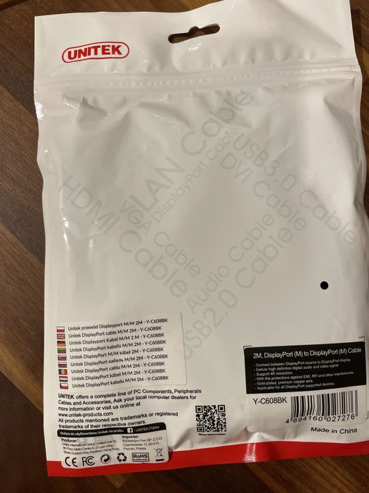 Czarny kabel DisplayPort (M) to DisplayPort (M) 2M