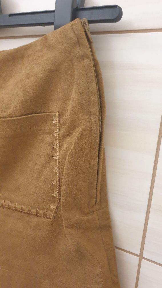 Ciemnobeżowe brązowe szorty zamszowe H&M 34 XS