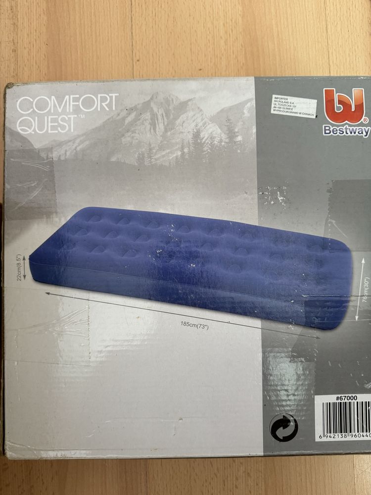 comfort quest materac pojedyńczy błekitny bestway 185x76 cm