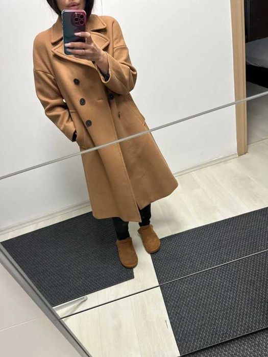 Płaszcz Zara wełna wełniay bezowy camel rozm M/L