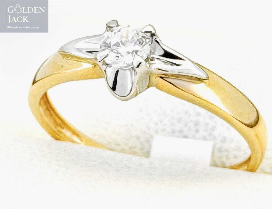Złoty pierścionek zaręczynowy z cyrkonią złoto pr. 585 1,8 g roz. 14