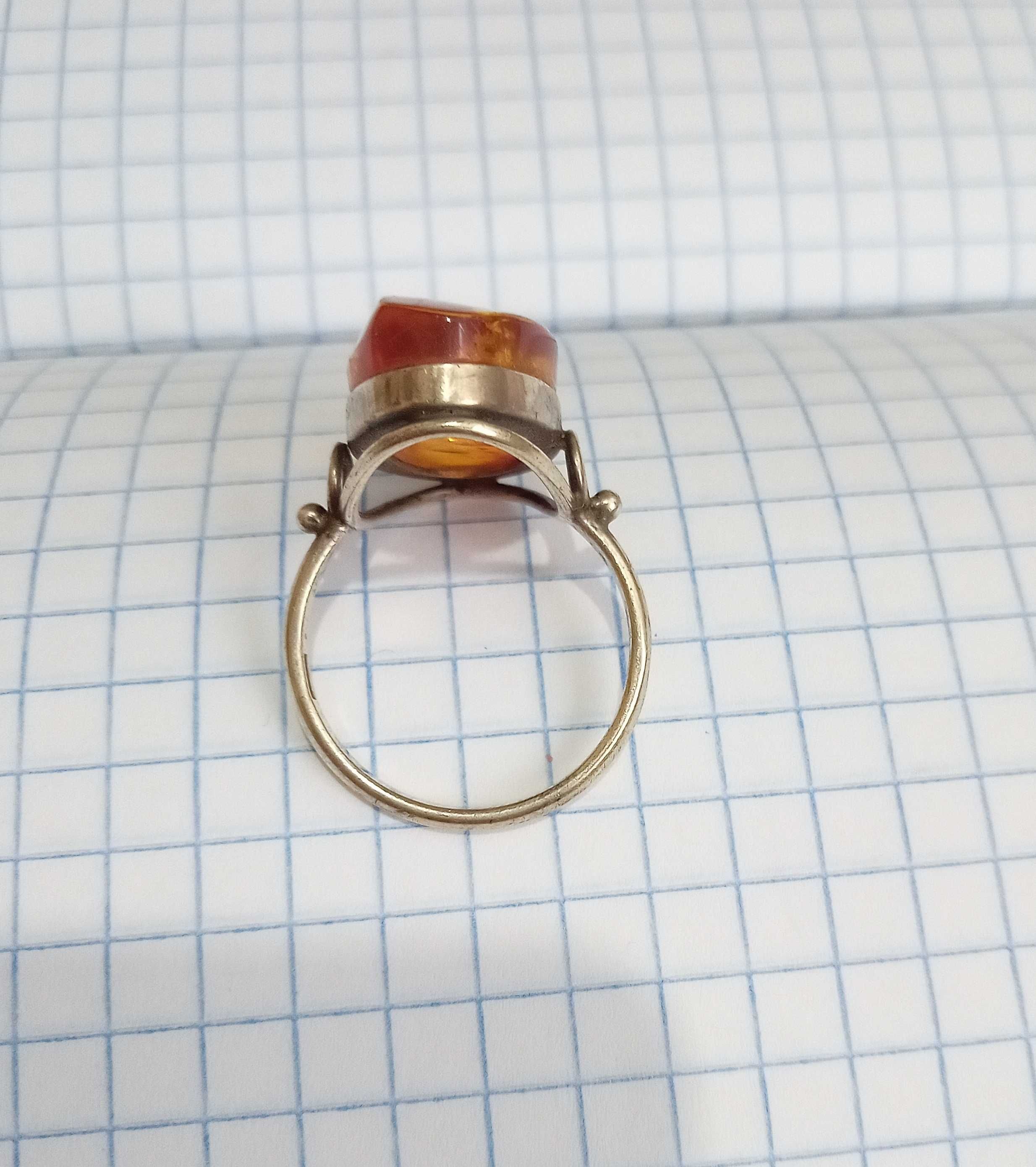 Кольцо перстень срібло 875 проба, зірочка, нат. Бурштин Янтарь СССР