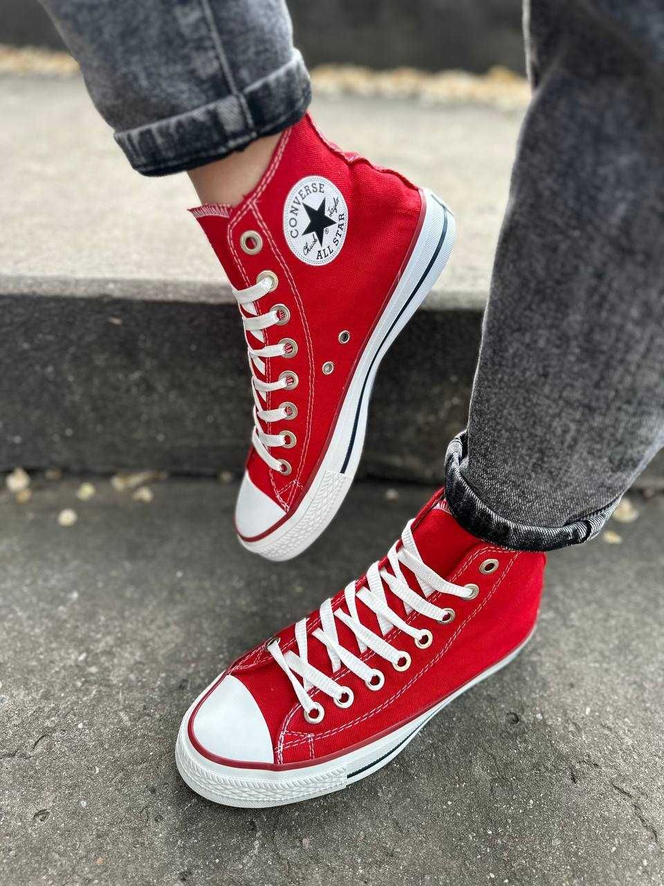 Жіночі Converse all star високі конверси олл стар червоні НАЛОЖКА