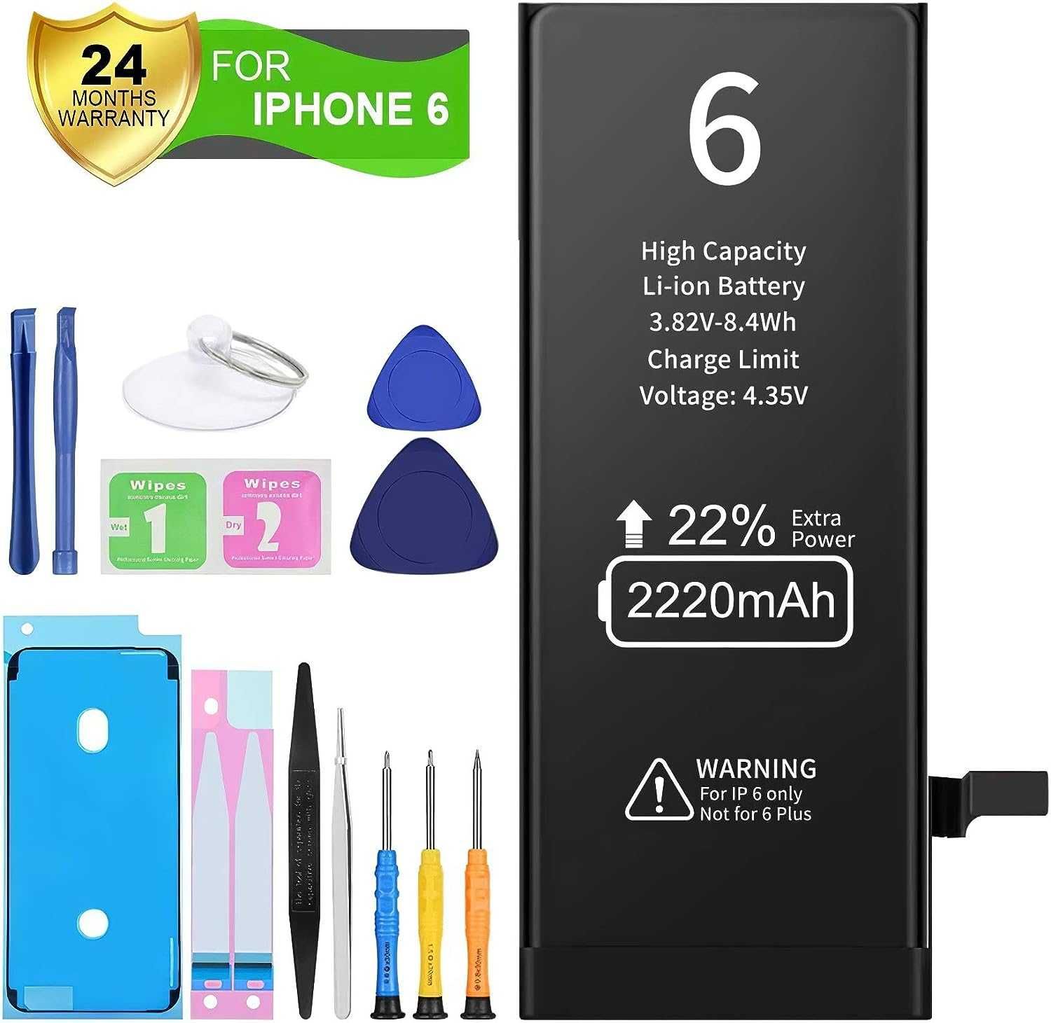 Akumulator 2200 mAh do iPhone 6, zestaw o 20% więcej pojemności bateri