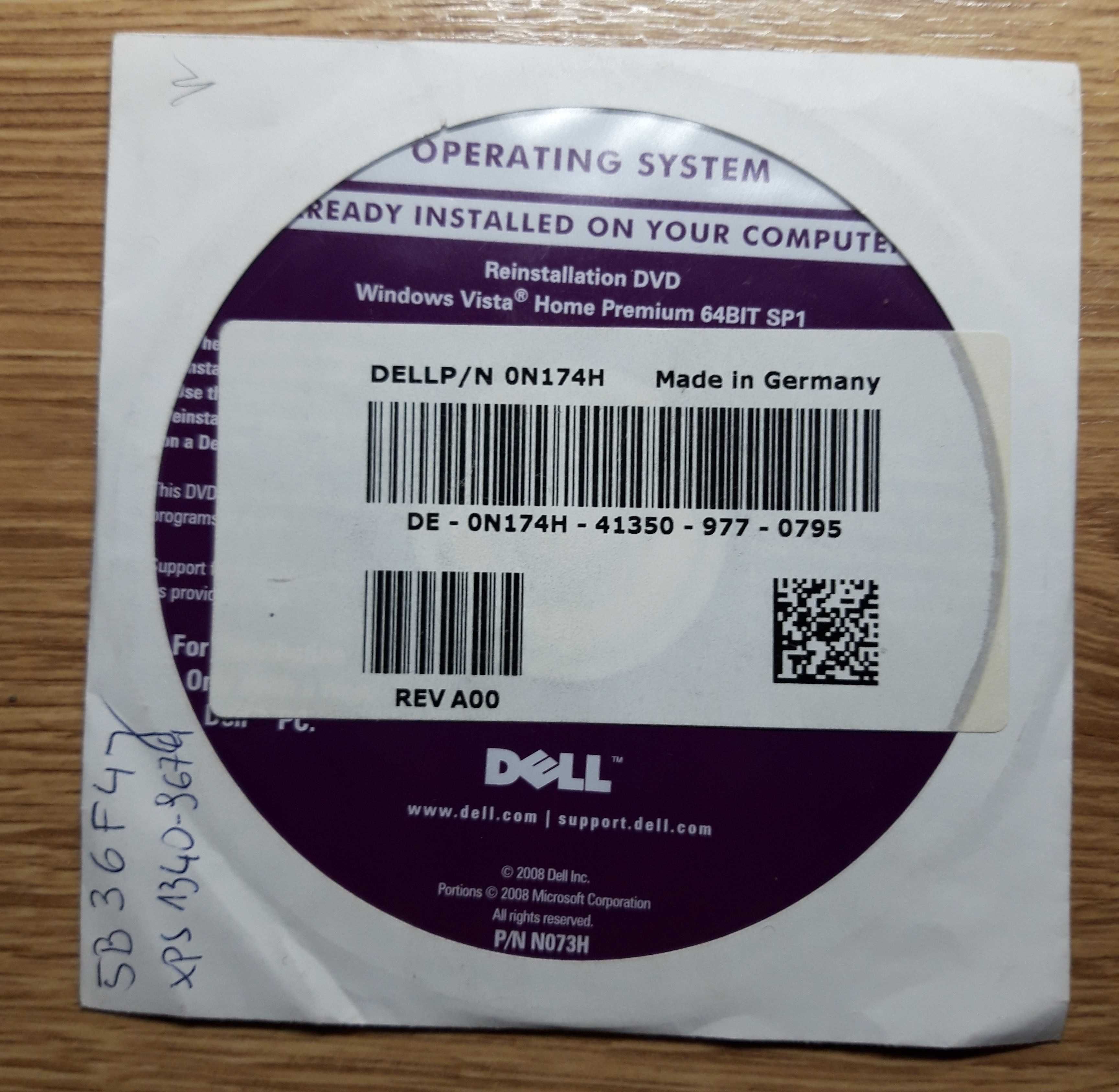Windows Vista Home Premium DVD Płyta instalacyjna 32bit 64bit DELL
