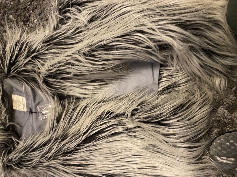 Kamizelka szara sztuczna lama roz XL