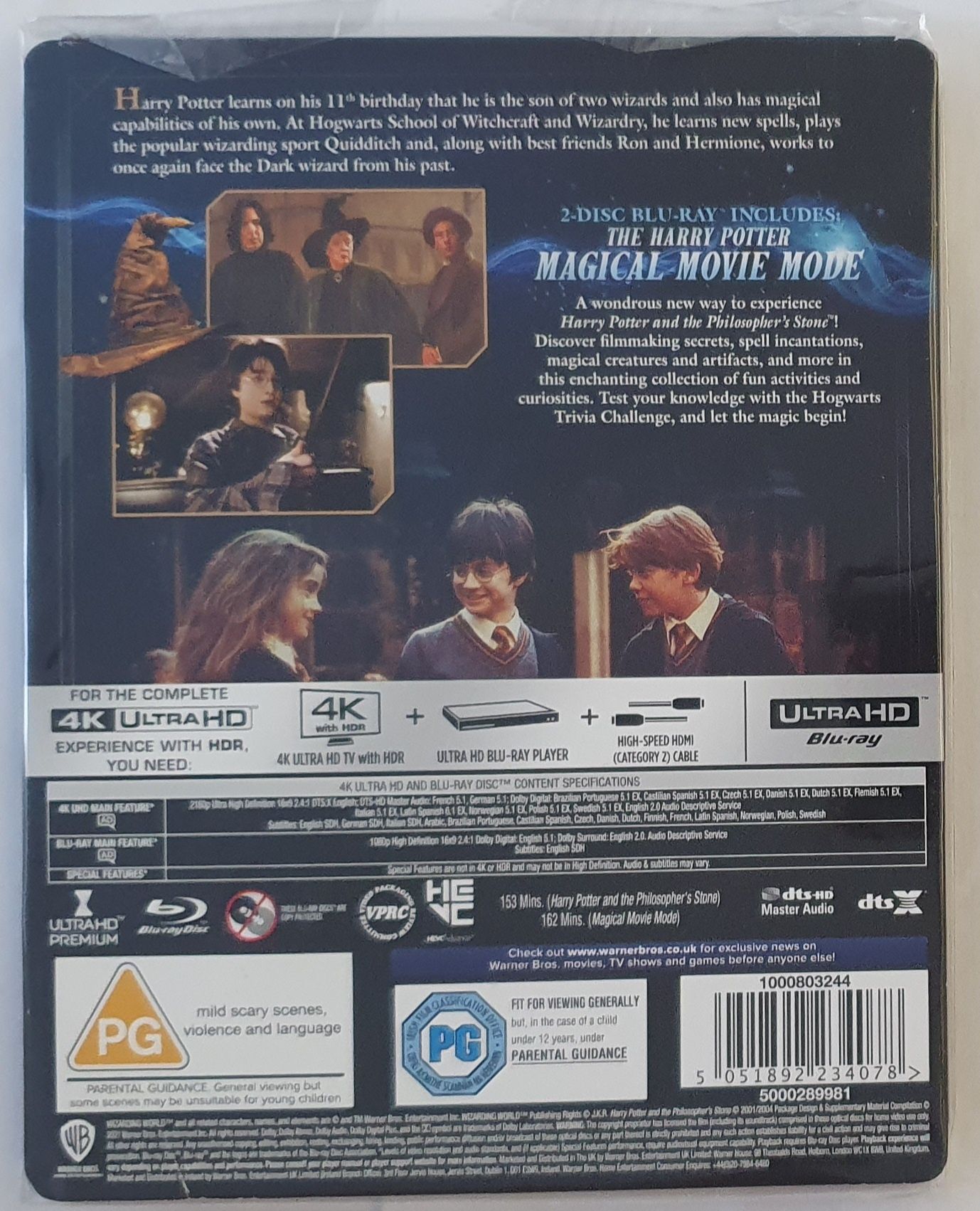 "Harry Potter I Kamień filozoficzny" 4K UHD + Blu-Ray Steelbook dubbin