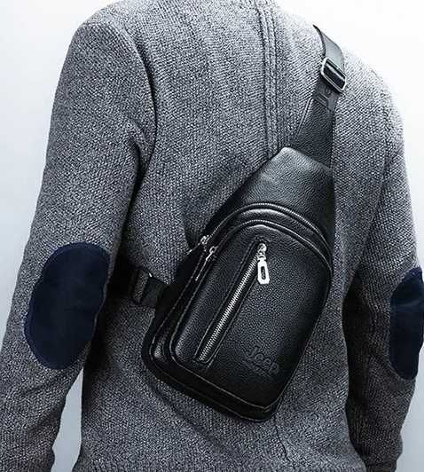 Чоловіча кожаная сумка бананка мужская барсетка  на груди Jeep