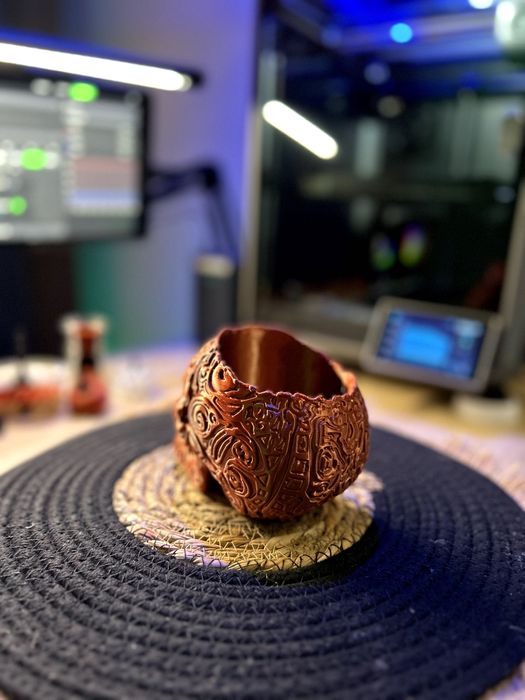 Elegancka Czaszka 10cm Imitacja Miedzi Druk 3D PLA Silk NOWY