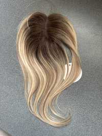 Макушка накладка натуральный волос блонд