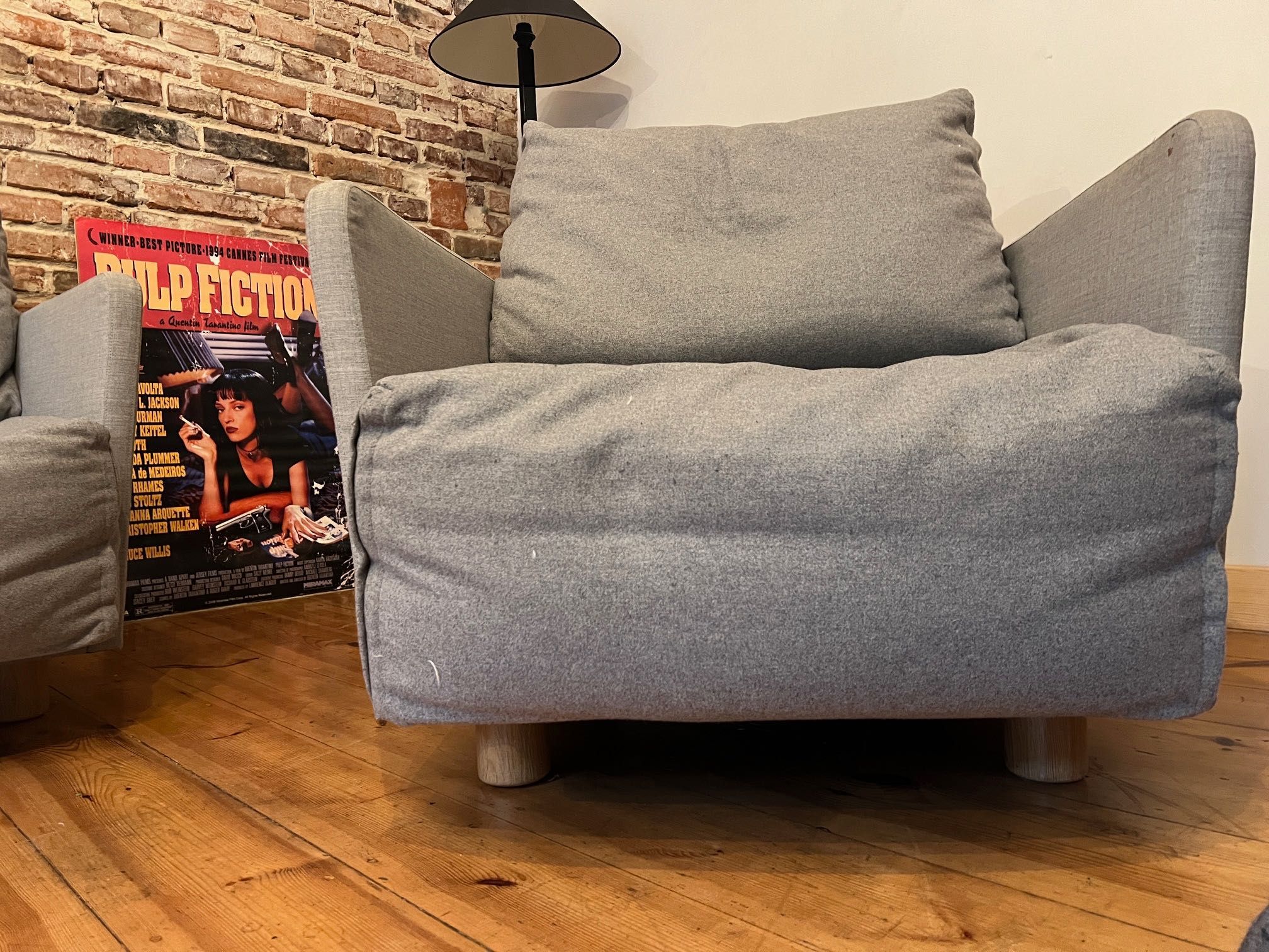Markowa sofa i fotel Comforty projekt Rygalik 234 cm dł szara
