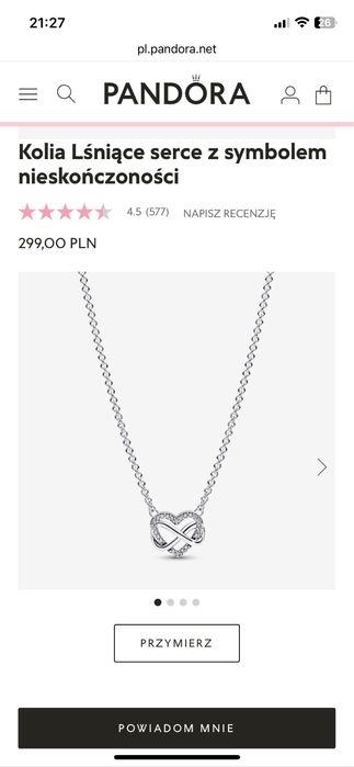 Pandora Komplekt Lśniące serce z symbolem nieskończoności