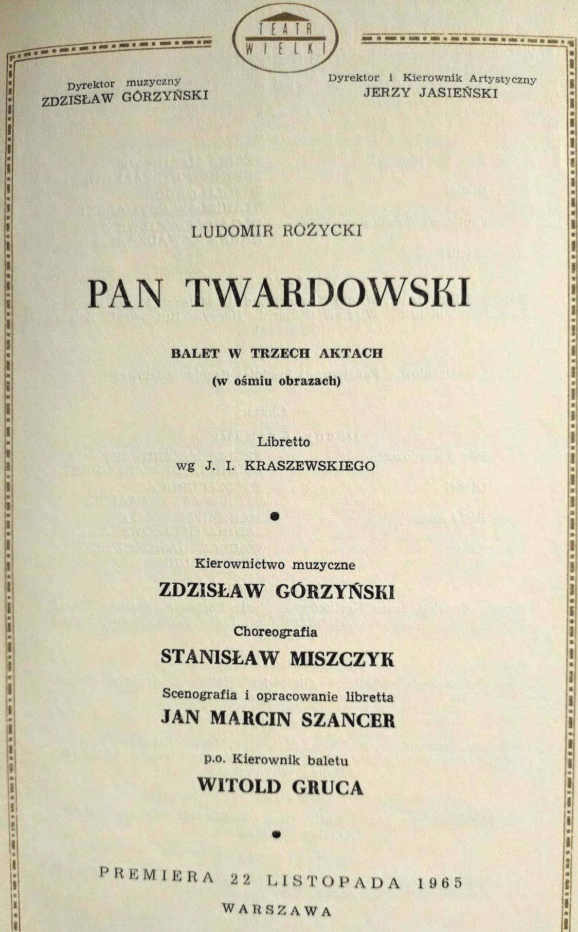 Stare programy teatralne. Z lat 60-tych XX w.