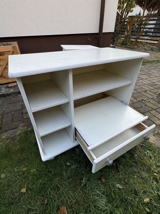 Mini komoda/szafka RTV, biała, RETRO