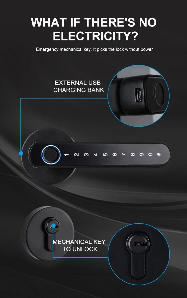 Умная с отпечатком пальца дверная ручка автономная биометрический замо