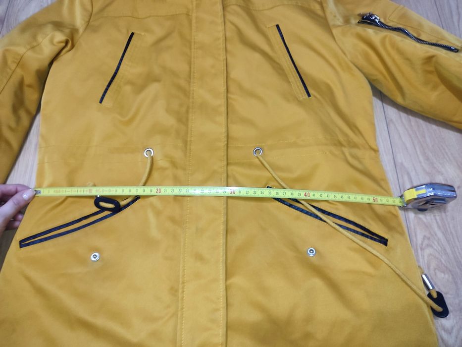 Kurtka zimowa damska, parka damska 2w1, żółta ocieplana, rozmiar L