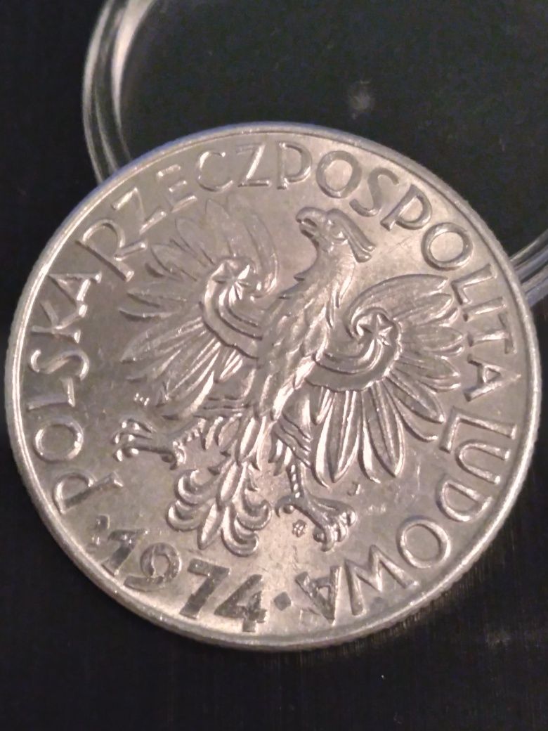 5 złotych 1974 rybak na trawce + płaska data