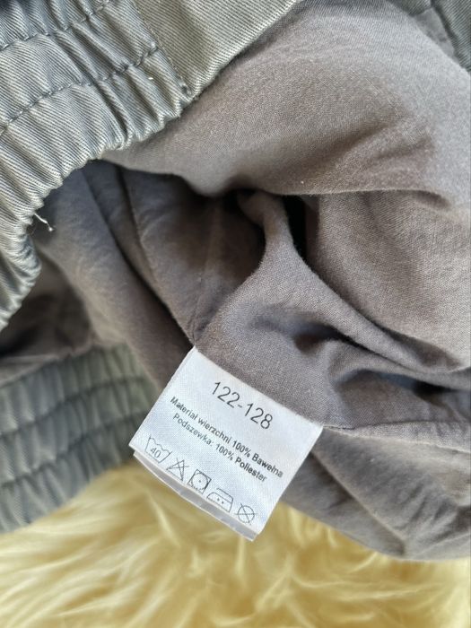 Kurtka dziecięca, szara, z kapturem, rozmiar 122 / 128