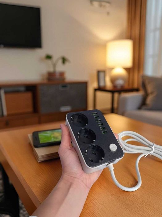 Подовжувач 3 розетки 6 usb 1,6 м удлинитель с юсб