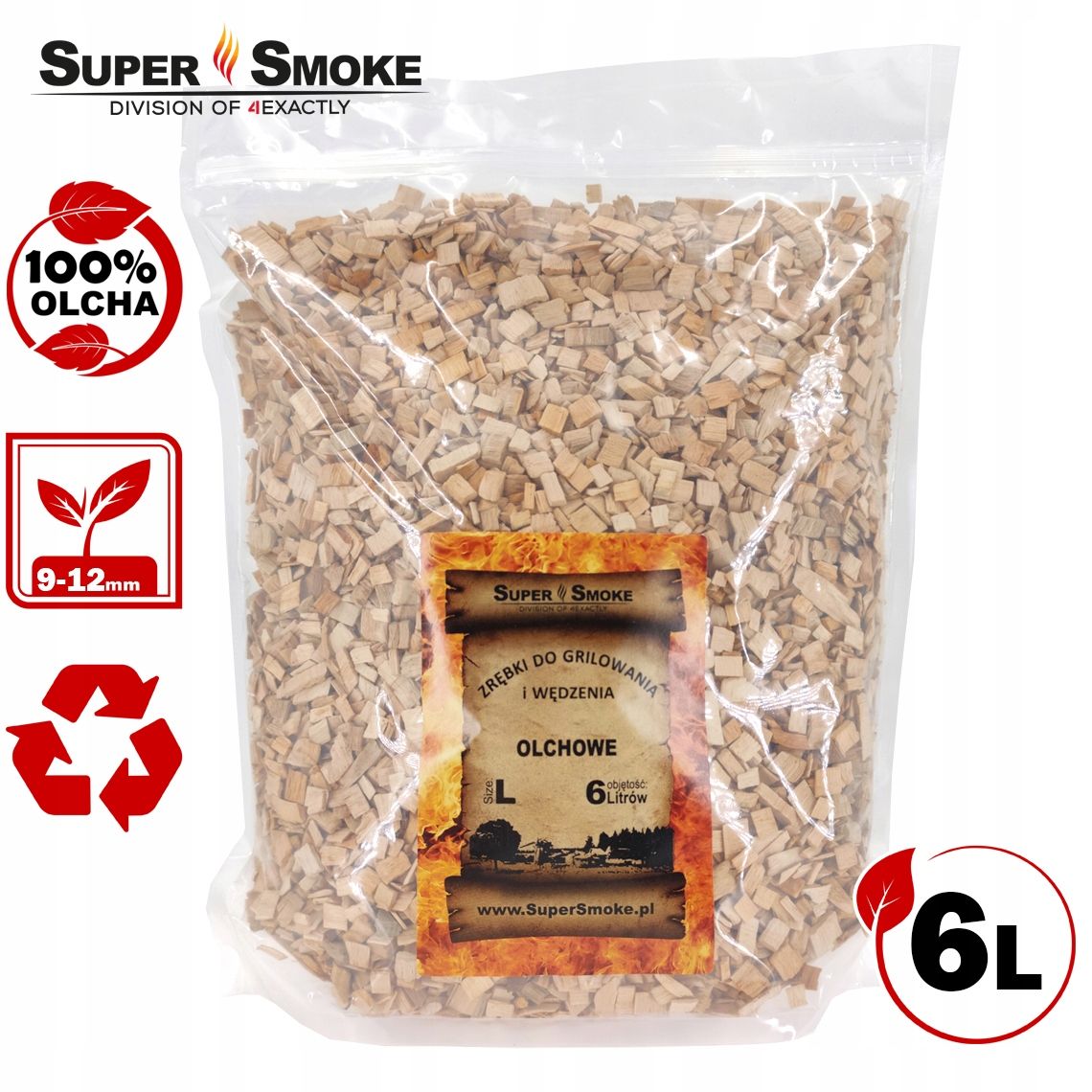 Zrębki Wędzarnicze Super Smoke OLCHA KL-10 (9-12mm) Large 6L Doypack